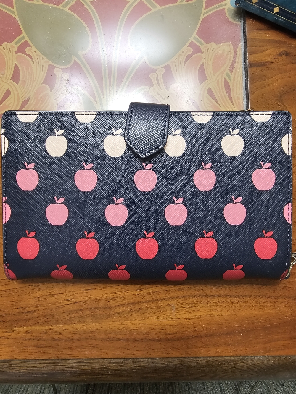 Kate Spade New York Navy Apple Print Wristlet Wallet - Picture 2 of 5